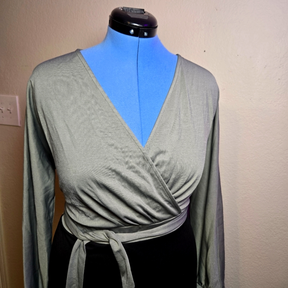 Grace Karin Sage V-Neck Office Dress